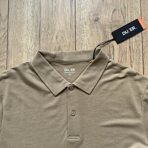 NWT DU/ER Oatmeal Performance Mesh Polo Short Sleeve Shirt Men’s Large